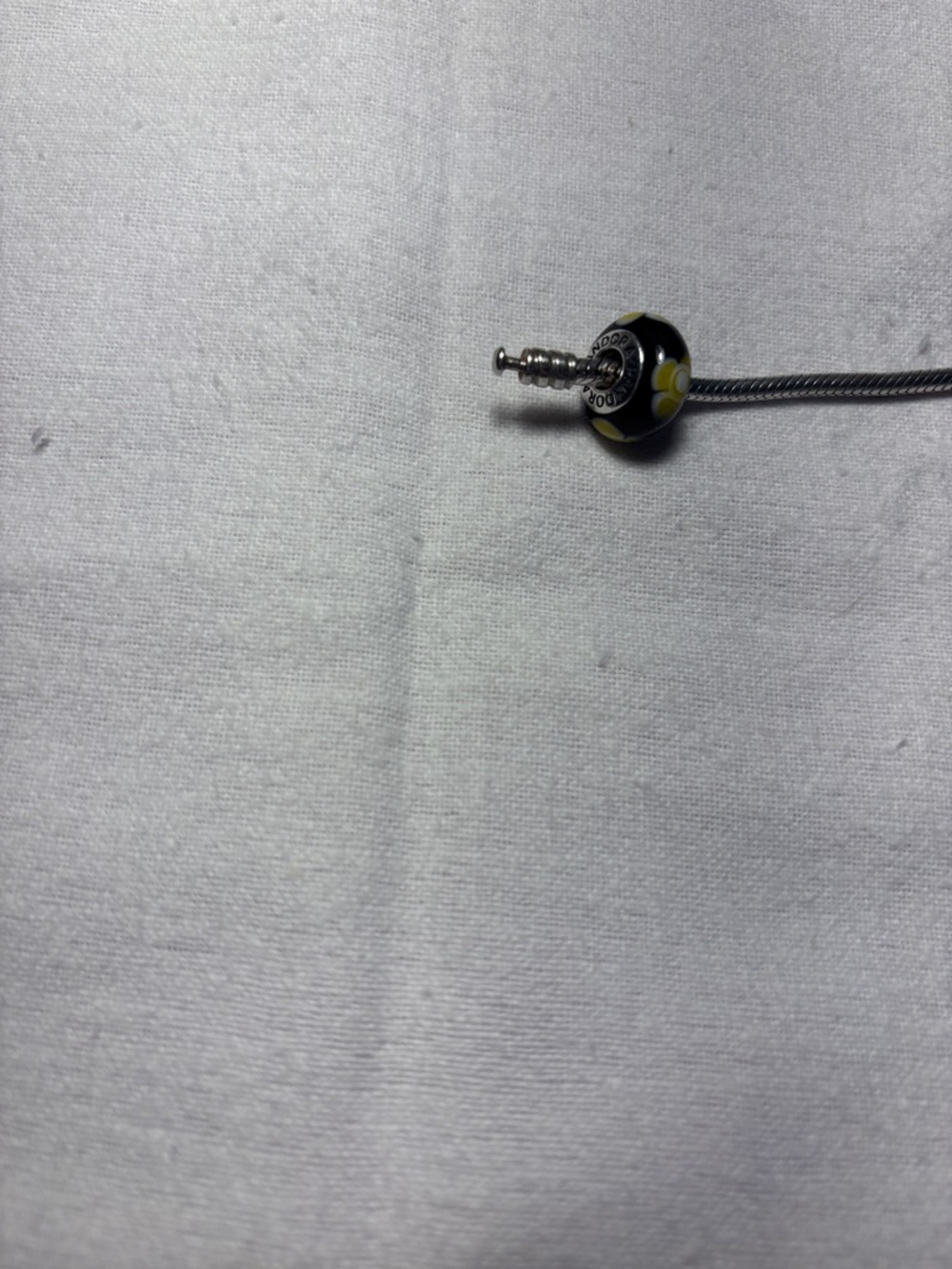 Pandora Silver accent with Black and Yellow Charm AUTHENTIC  WITH SILVER